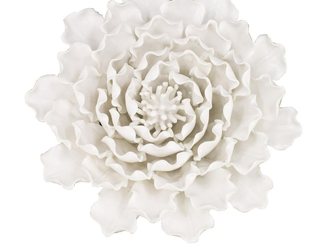 9" Off White Ceramic Flower Hanging Dimensional Sculpture