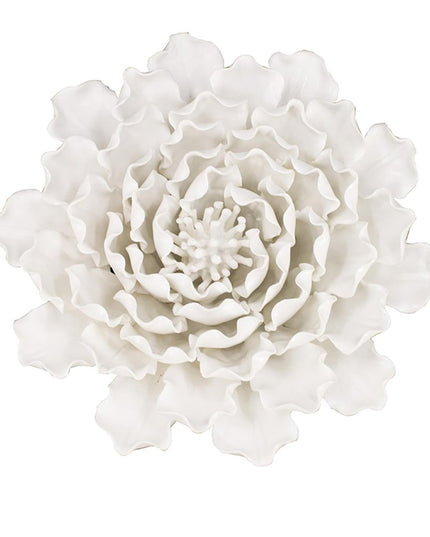 9" Off White Ceramic Flower Hanging Dimensional Sculpture