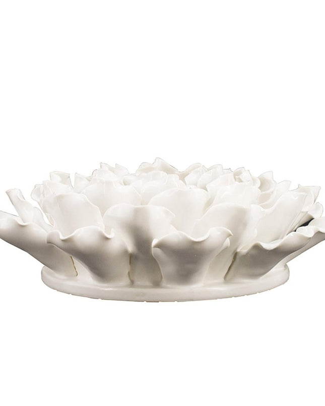 9" Off White Ceramic Flower Hanging Dimensional Sculpture