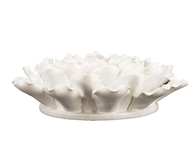 9" Off White Ceramic Flower Hanging Dimensional Sculpture