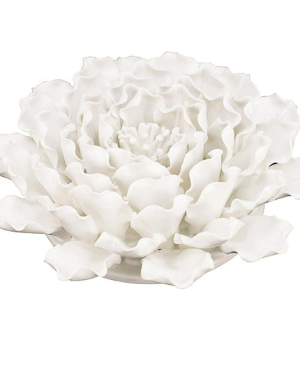 9" Off White Ceramic Flower Hanging Dimensional Sculpture