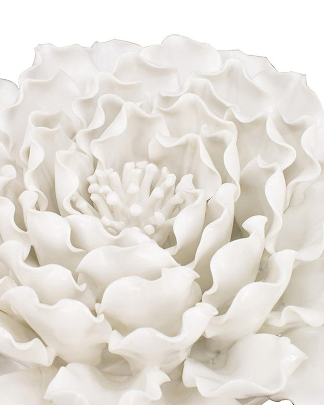 9" Off White Ceramic Flower Hanging Dimensional Sculpture