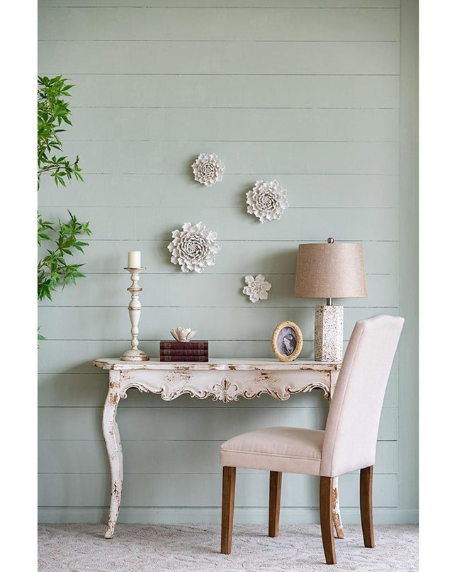 9" Off White Ceramic Flower Hanging Dimensional Sculpture