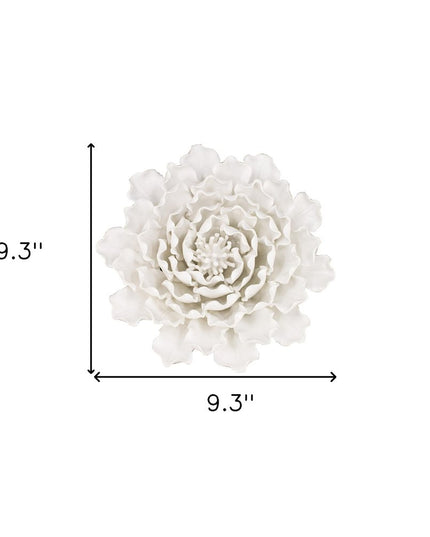 9" Off White Ceramic Flower Hanging Dimensional Sculpture