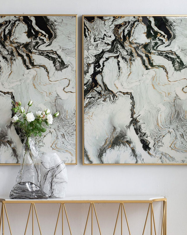 Set of Two White Framed Art