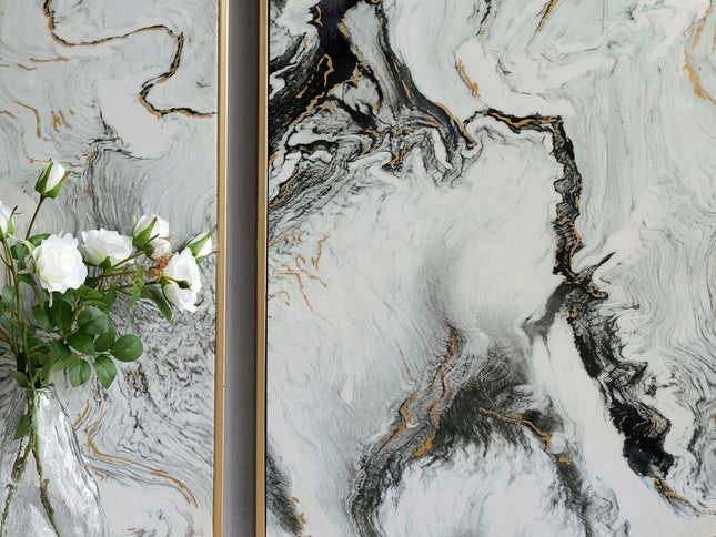 Set of Two White Framed Art