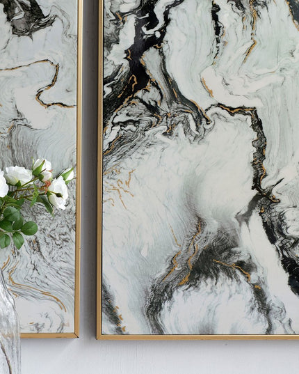 Set of Two White Framed Art