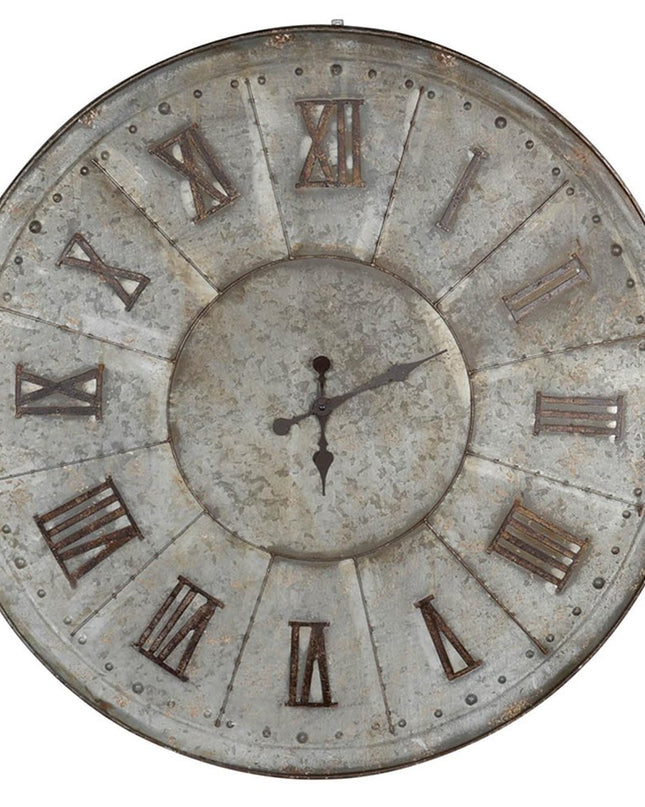39" Rustic Galvanized Metal Round Wall Clock