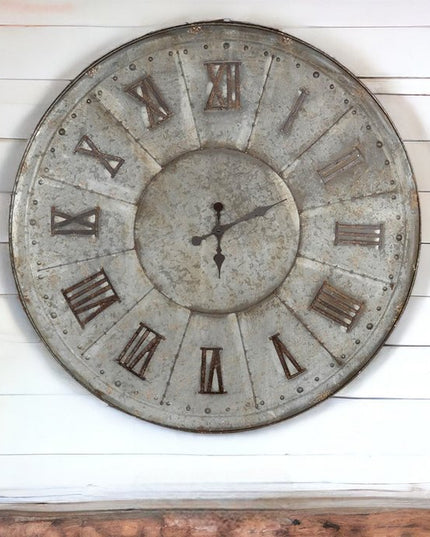 39" Rustic Galvanized Metal Round Wall Clock