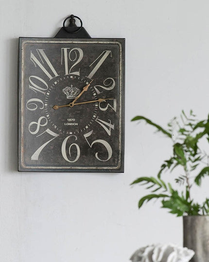 Vintage Style Black and White Iron Wall Clock