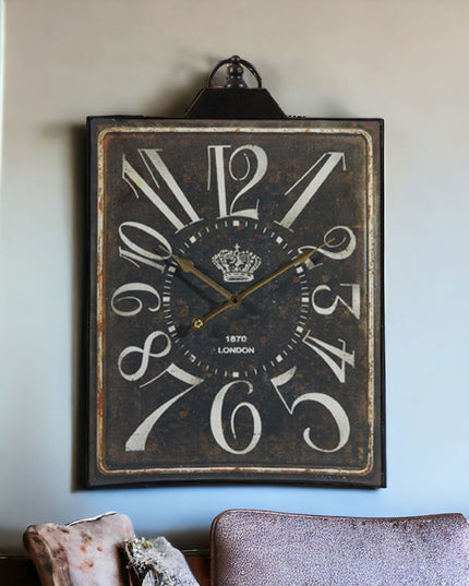 Vintage Style Black and White Iron Wall Clock