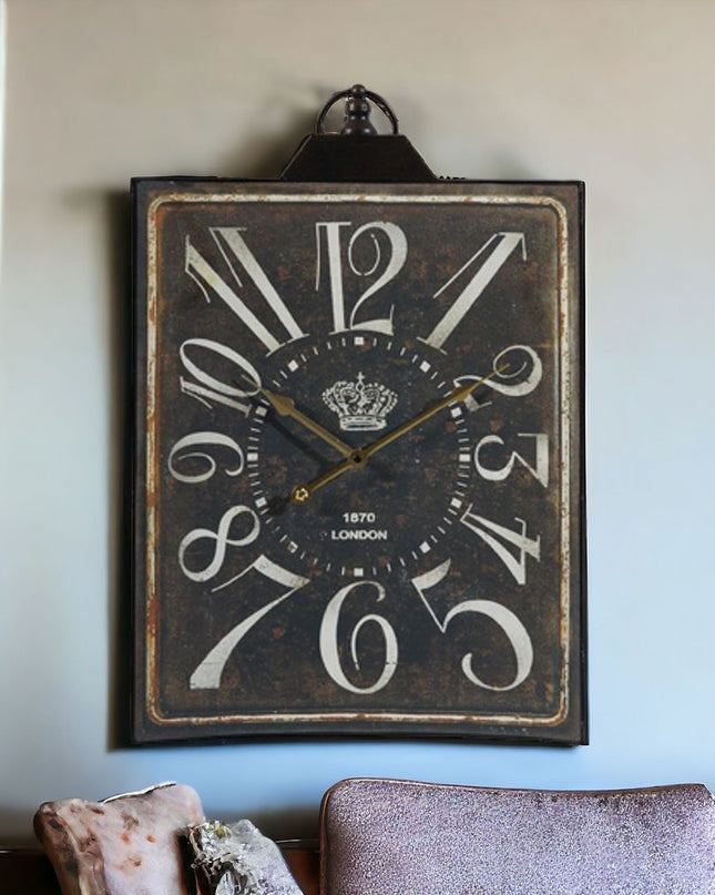 Vintage Style Black and White Iron Wall Clock