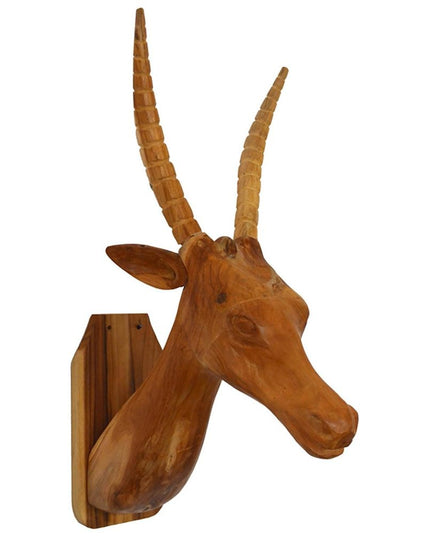 28" Brown Solid Wood Elk Head Hanging Dimensional Sculpture