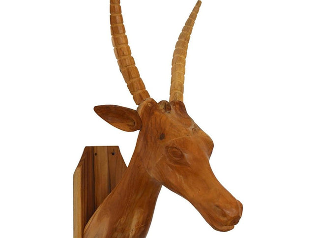 28" Brown Solid Wood Elk Head Hanging Dimensional Sculpture