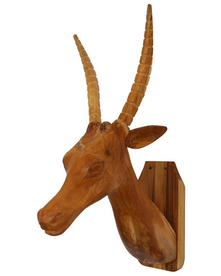 28" Brown Solid Wood Elk Head Hanging Dimensional Sculpture