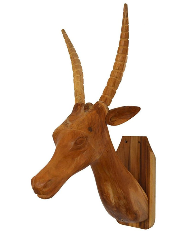28" Brown Solid Wood Elk Head Hanging Dimensional Sculpture