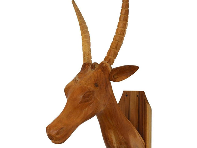 28" Brown Solid Wood Elk Head Hanging Dimensional Sculpture