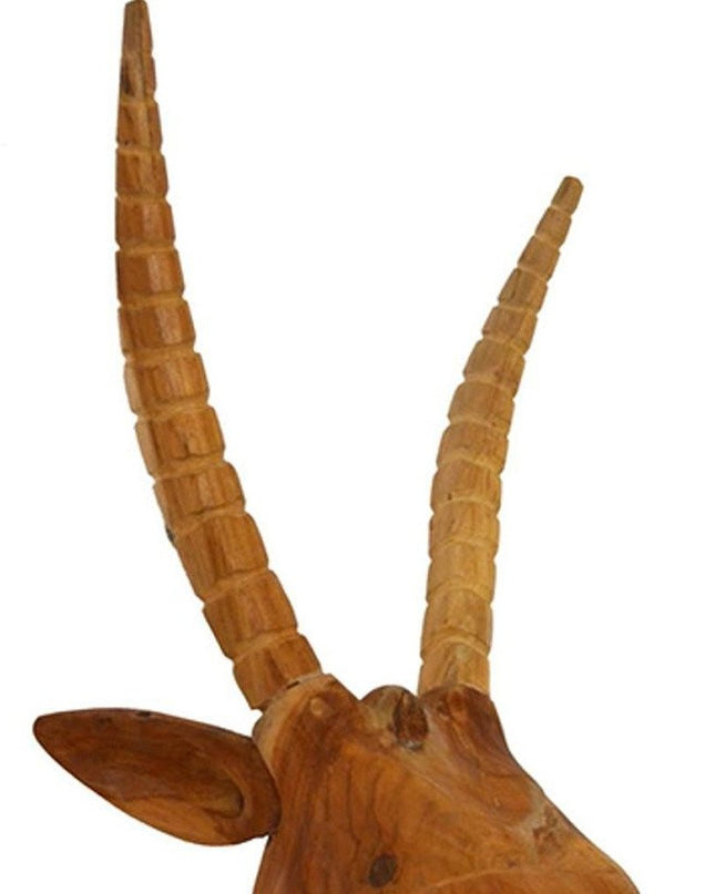 28" Brown Solid Wood Elk Head Hanging Dimensional Sculpture