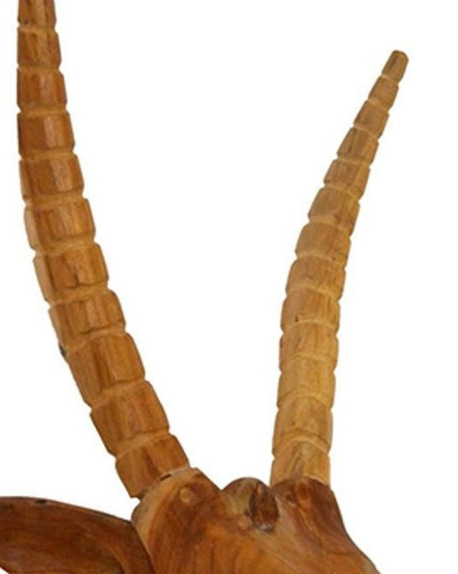 28" Brown Solid Wood Elk Head Hanging Dimensional Sculpture