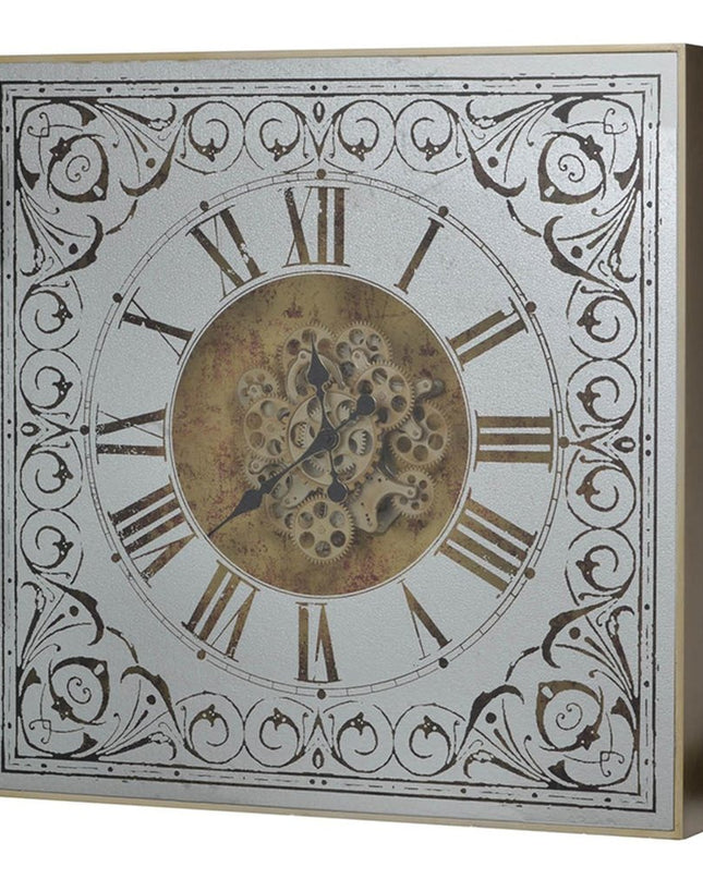 Silver And Gold Antique Style Square Wall Clock