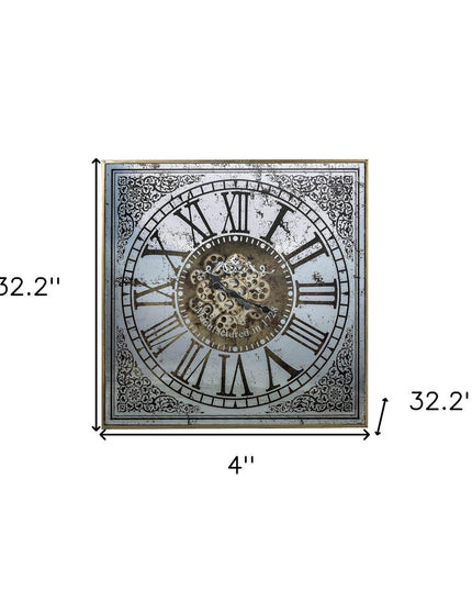 Silver And Gold Antique Style Square Wall Clock