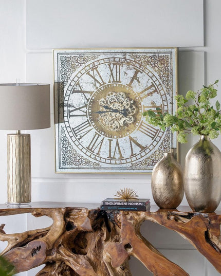 Silver And Gold Antique Style Square Wall Clock