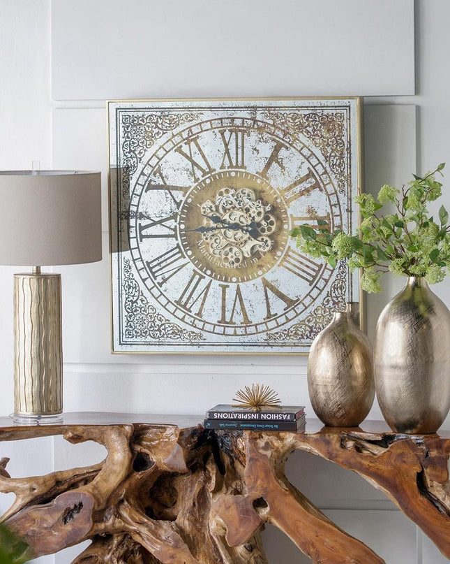 Silver And Gold Antique Style Square Wall Clock