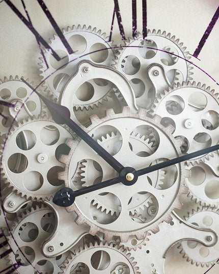 18" Black and Ivory Vintage Gear Industrial Wall Clock