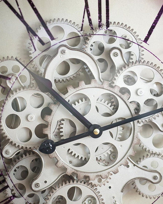 18" Black and Ivory Vintage Gear Industrial Wall Clock