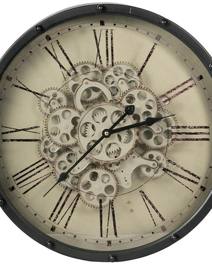 18" Black and Ivory Vintage Gear Industrial Wall Clock