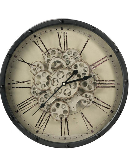 18" Black and Ivory Vintage Gear Industrial Wall Clock