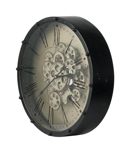 18" Black and Ivory Vintage Gear Industrial Wall Clock
