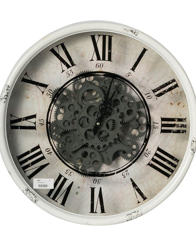 Rustic White Industrial Gear Vintage Wall Clock