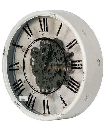 Rustic White Industrial Gear Vintage Wall Clock