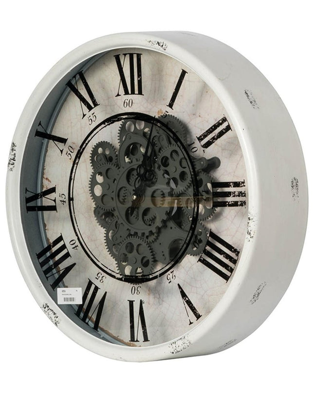 Rustic White Industrial Gear Vintage Wall Clock