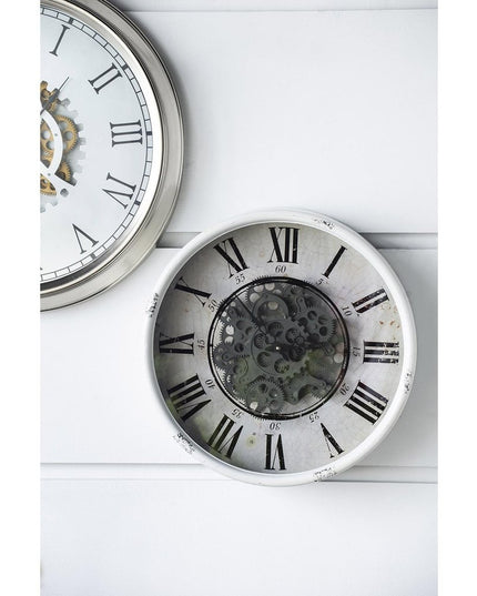 Rustic White Industrial Gear Vintage Wall Clock