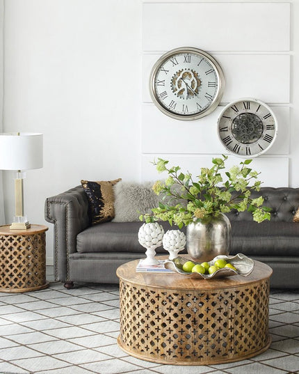 Rustic White Industrial Gear Vintage Wall Clock