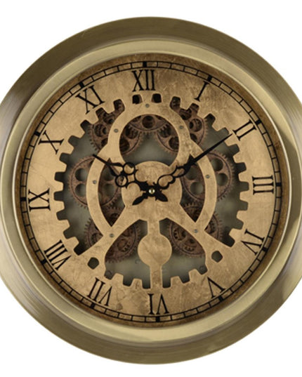 Gold Industrial Style Round Wall Clock