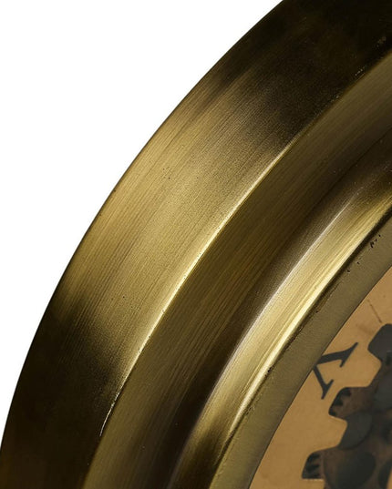 Gold Industrial Style Round Wall Clock