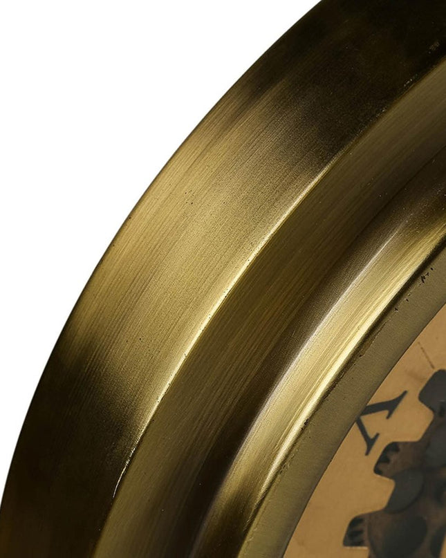 Gold Industrial Style Round Wall Clock