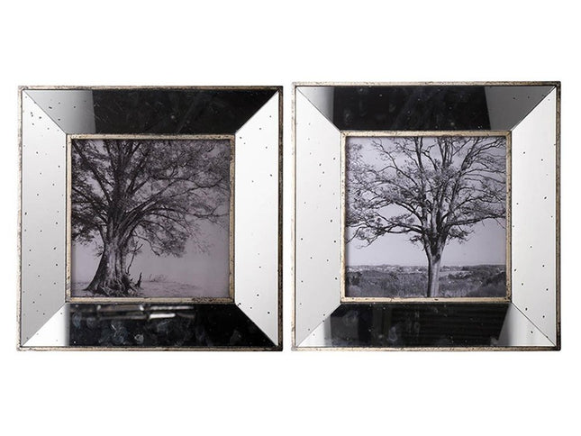 Set of Two Gray Square Framed Art