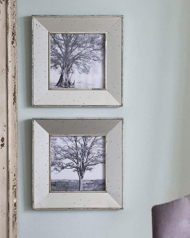Set of Two Gray Square Framed Art