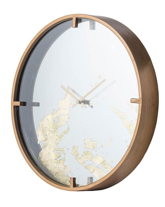 2" Round Gold And White Wood Analog Wall Clock