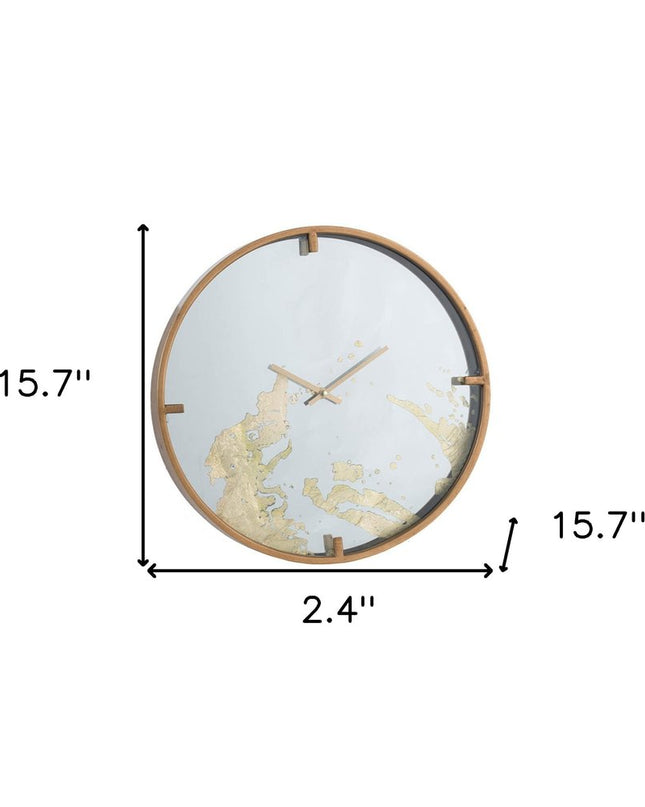 2" Round Gold And White Wood Analog Wall Clock