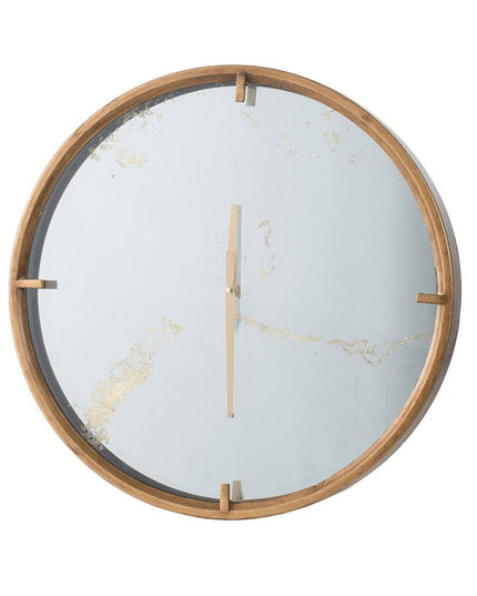 2" Round Gold Wood Analog Wall Clock