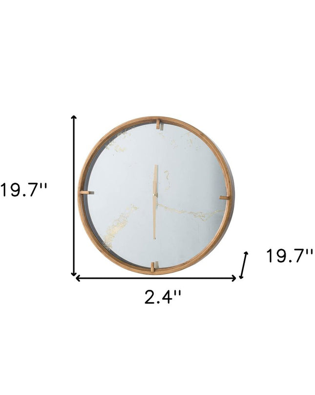 2" Round Gold Wood Analog Wall Clock