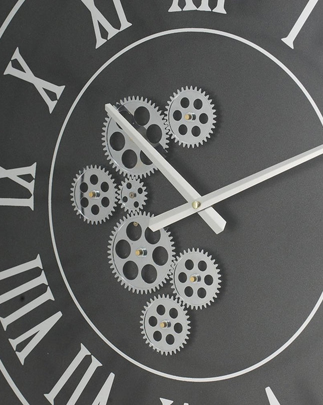 24" Black and Silver Vintage Style Gears Square Wall Clock