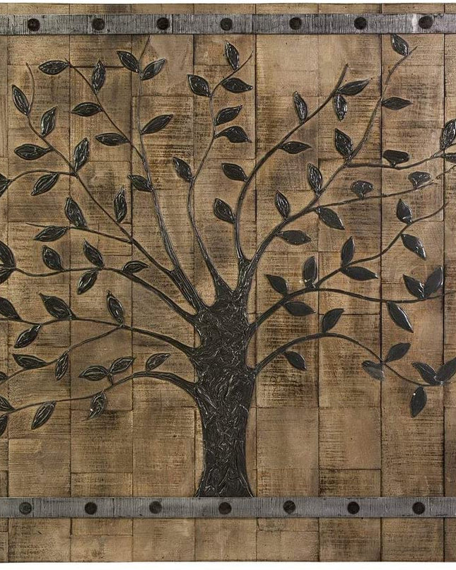 36" X 2" Brown Mango Wood Square Hanging Tapestry