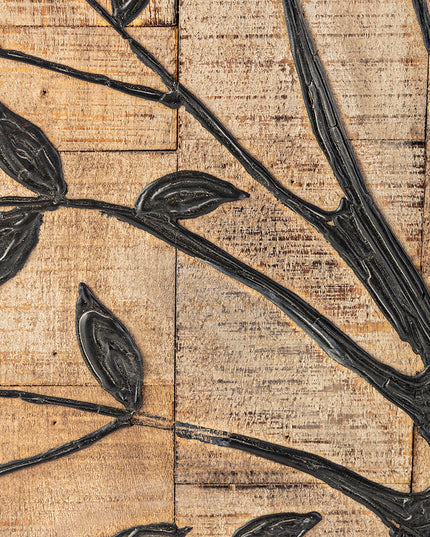 36" X 2" Brown Mango Wood Square Hanging Tapestry