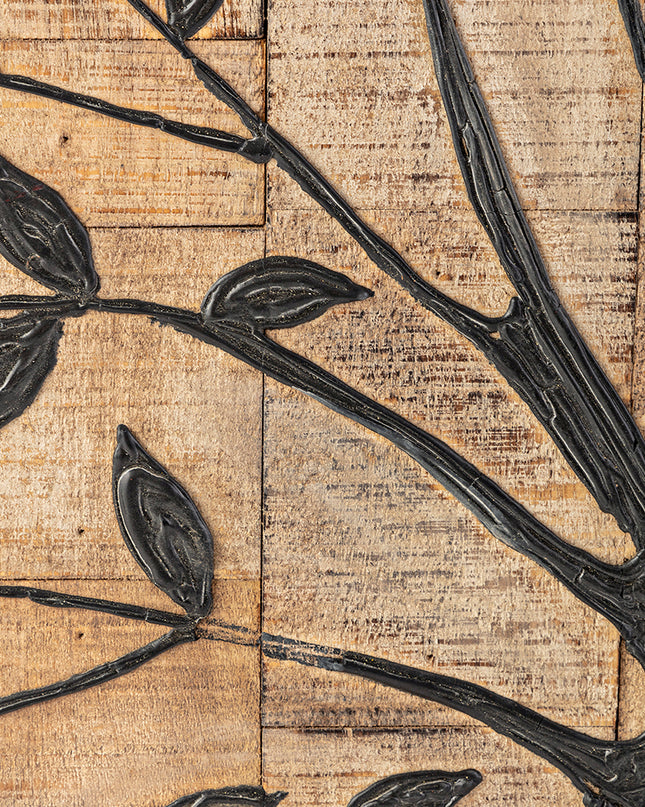 36" X 2" Brown Mango Wood Square Hanging Tapestry